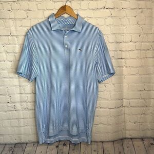 Vineyard Vines Mens Blue and White‎ Short Sleeve Polo Shirt size M LOOK